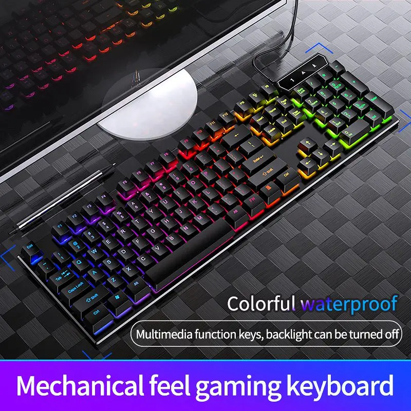 Professional V4 104 Keys Wired Colorful Backlit Rgb Light Computer Mechanical Game Multifunctional Waterproof Keyboards