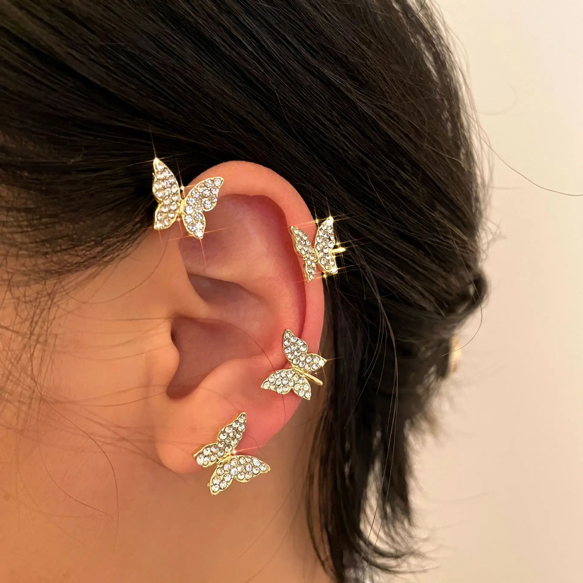 Gold Silver Color Metal Butterfly Ear Clips Without Piercing For Women  Sparkling Zircon Ear Cuff Clip Earrings Wedding Jewelry  Fruugo NO