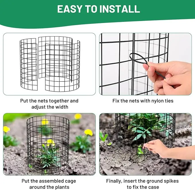 Various Size Tree Trunk Protector with Zip Ties and Metal Stakes Iron and PVC Fence Frame Guard Bark and Tree Guards
