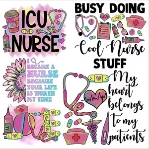 DTF Transfers Wholesale Custom Nurse Designs Logo Printing Plastisol Ready to Press Heat Transfer Label for T Shirts Clothes