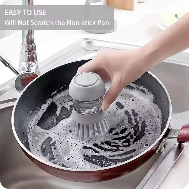 Kitchen Gadgets Dish Brush with Soap Dispenser Home Decor Products Kitchen Tank Brush Scrubber Scourer Sponge Dishes Pots Brush