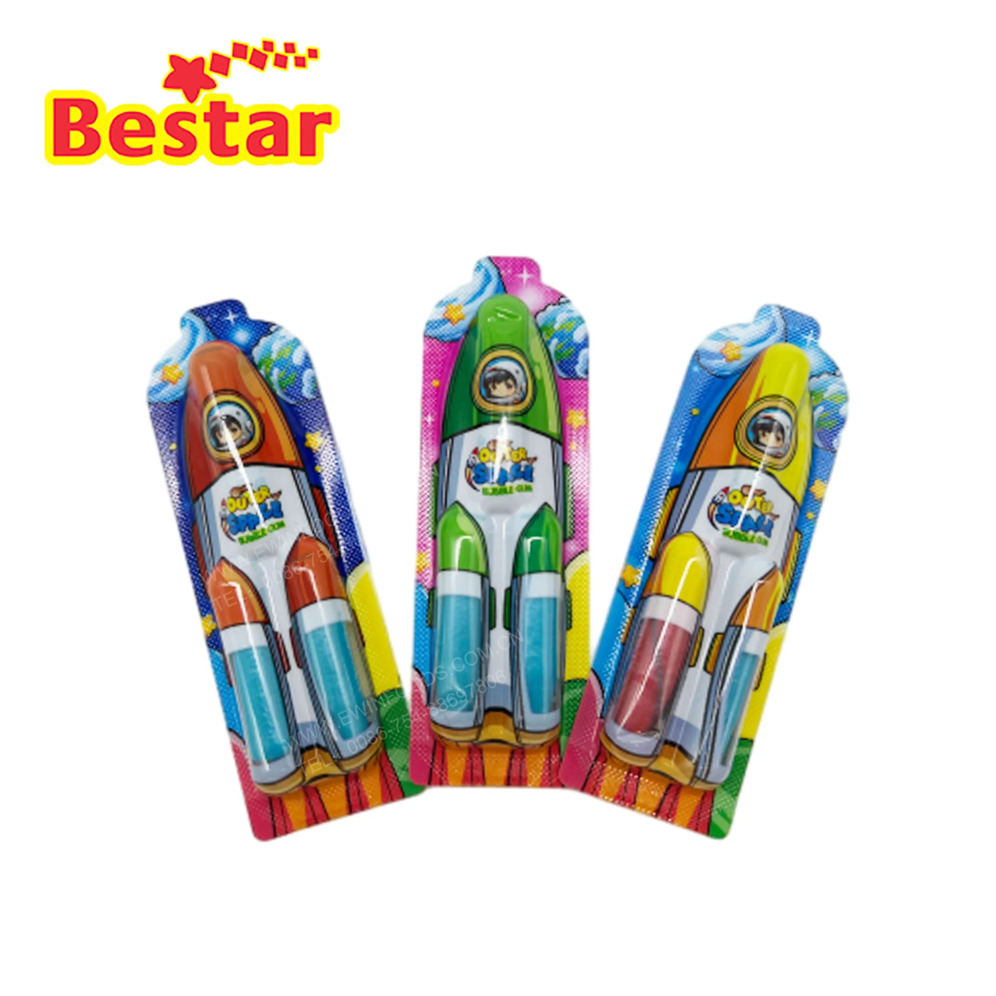 Jumbo Rockets Candy Chewing Gum with Jam - Novelty Rocket Design for Wholesale
