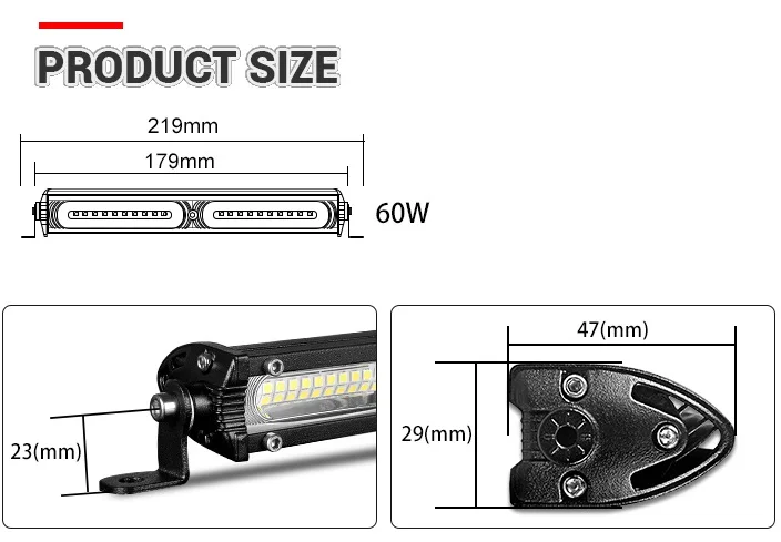 Luces Antiniebla LED De 7 Pulgadas, 50 W, Color Blanco ámbar, 4 X 4, Barra De Luz LED De Trabajo 12 V 24 V Haz De Puntos Lamparas De Coche Para