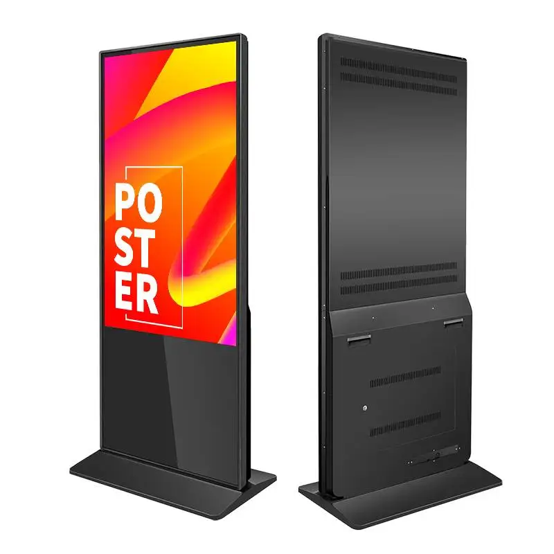 Ultra outdoor thin 55 inch floor standing android touch screen kiosk digital totem display advertising players for indoor
