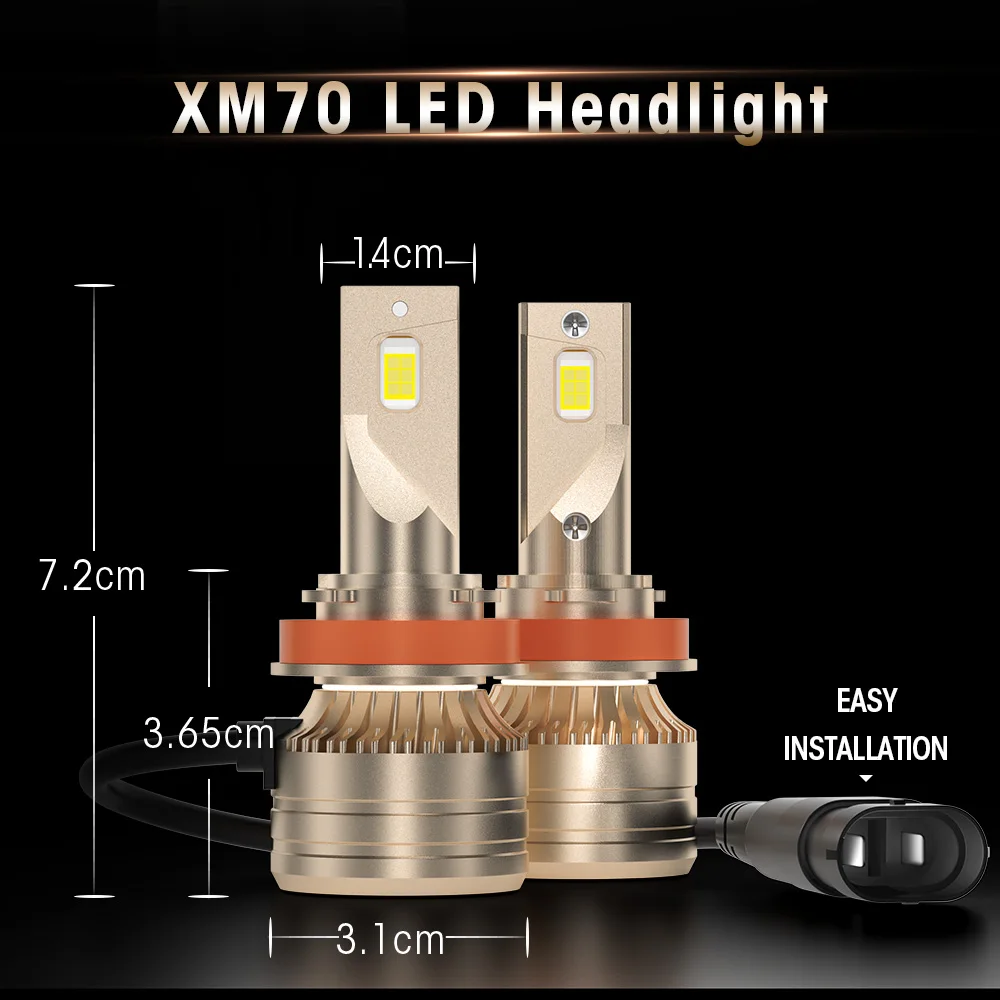 Auto Lighting System XM70 Car LED Headlights Bulb 9005 9006 H1 H4 H7 H11 LED Car Lights Headlamp Bulbs