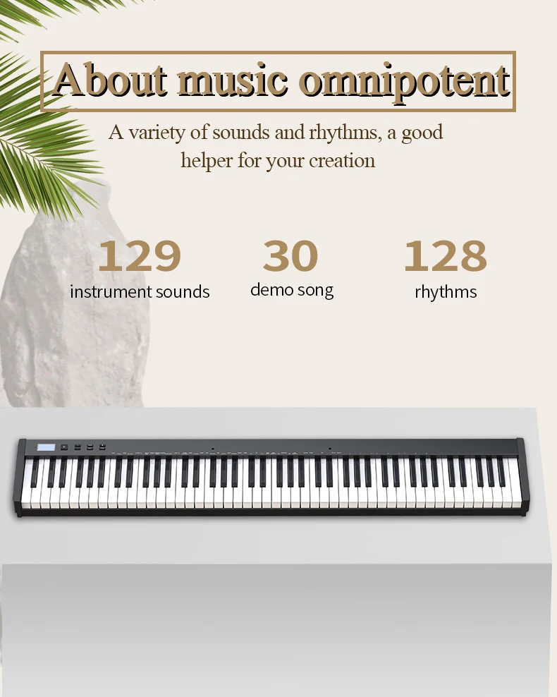 88 Keys Electronic Piano Keyboard Midi Output Builtin Stereo Speakers