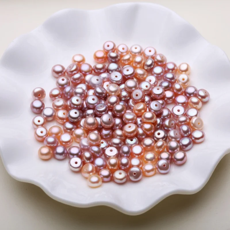 10pcs Natural Freshwater Pearl Beads 4-5mm White Oval Shape Half Drilled | UK