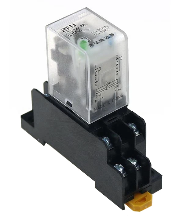12V DC Coil Power Relay LY2NJ DPDT 8 Pin HH62P JQX-13F With Socket Base 