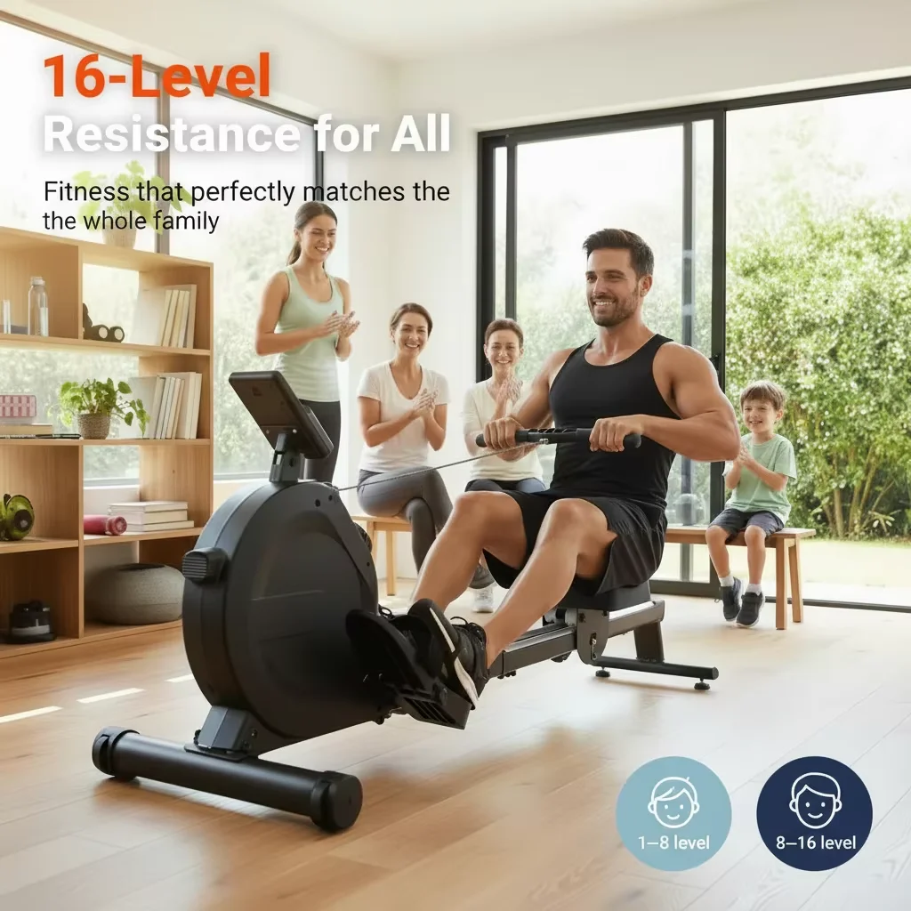 Professional Rowing Machine Gym Equipment 16-level Manual Magnetic Resistance product detail 1