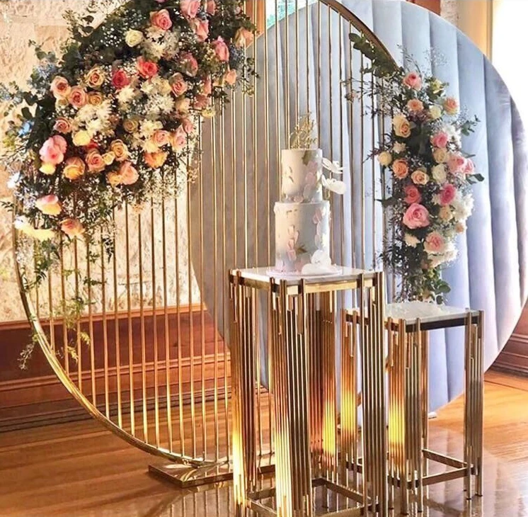 LDJ1036 Geometric Metal Arch Door Tunnel Lighted Wedding Backdrops Panels Props Stage Wedding Favors Decoration Luckygoods White