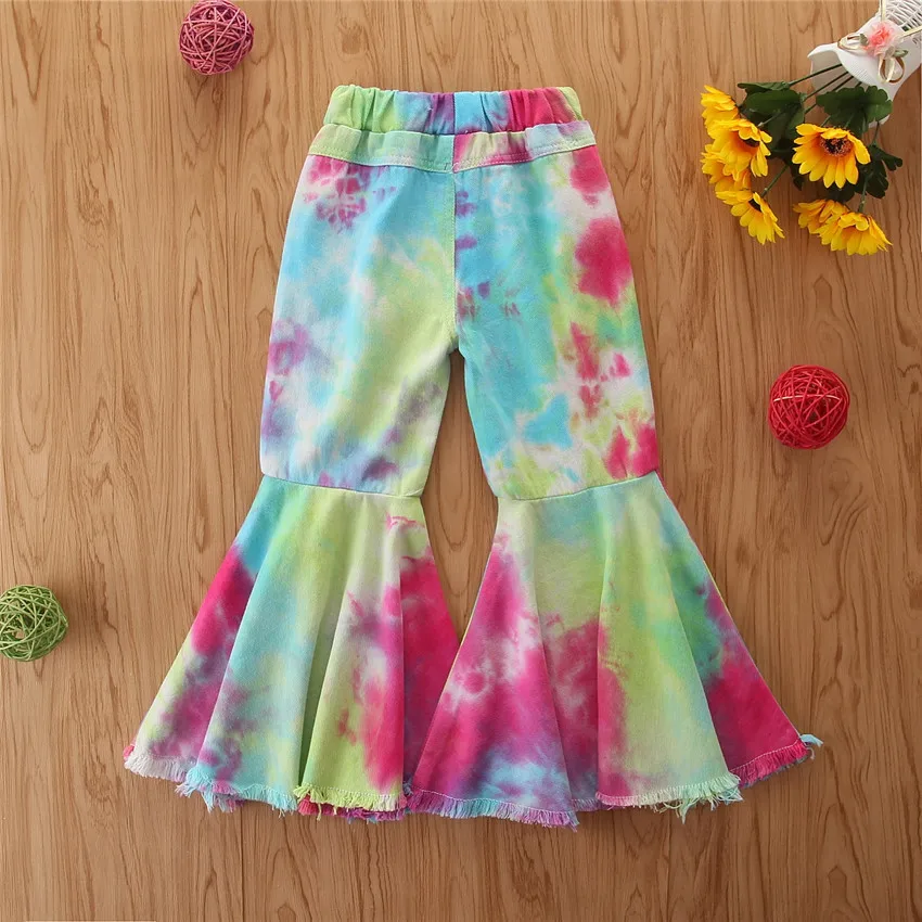 Fashion Toddler Girl Tie Dye Trouser Bell-bottom Christmas Kid