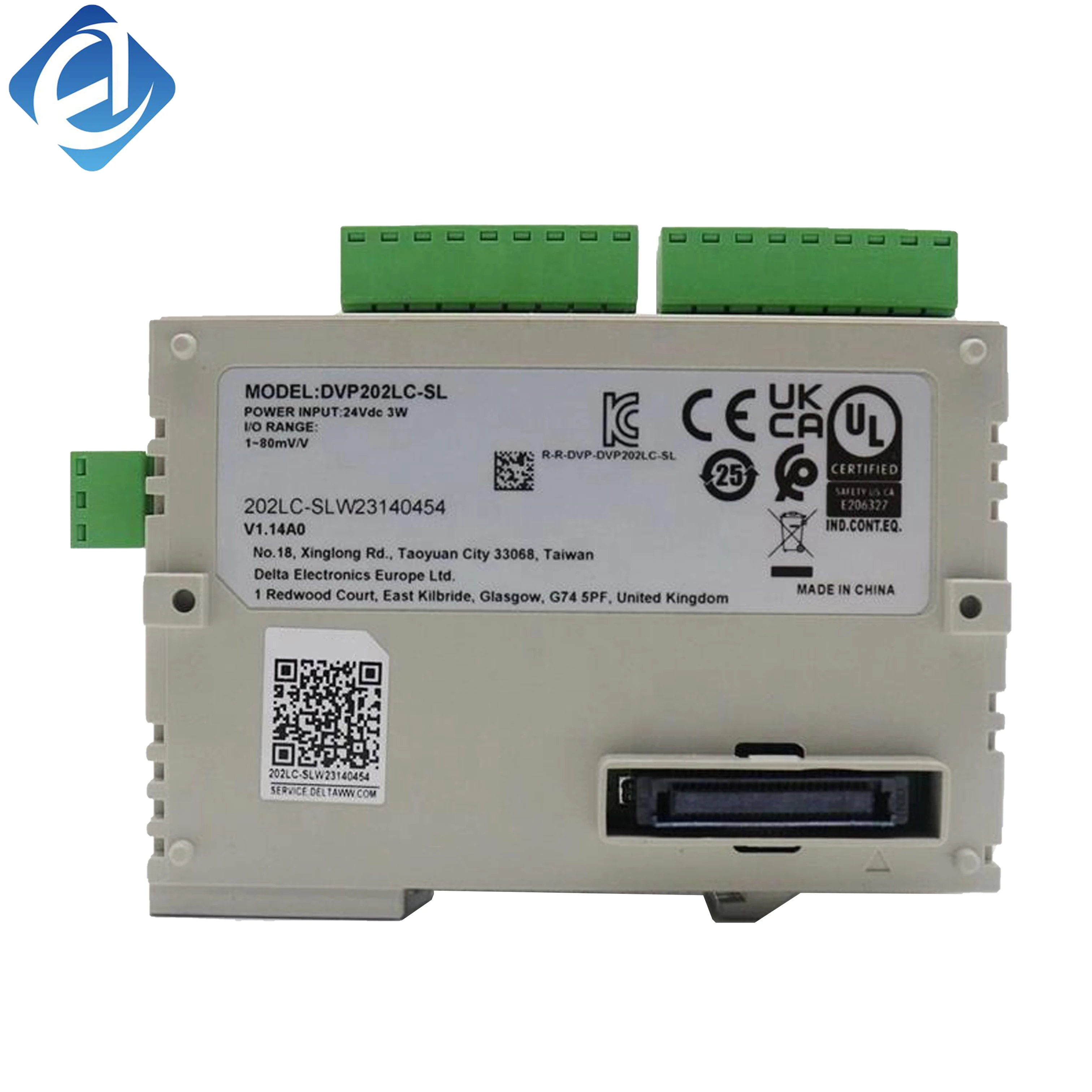 New Original Delta DVP202LC-SL load cell module from DVP-S Slim Series. 2-channel load cell input, high-precision A/D conversion, supports weight signal acquisition & processing. For industrial weighing, force measurement & batching control, compatible wi