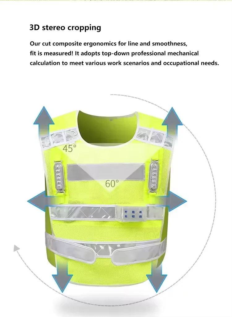 Custom logo printing reflective vest night LED flashing safety vest multi function reflective safety