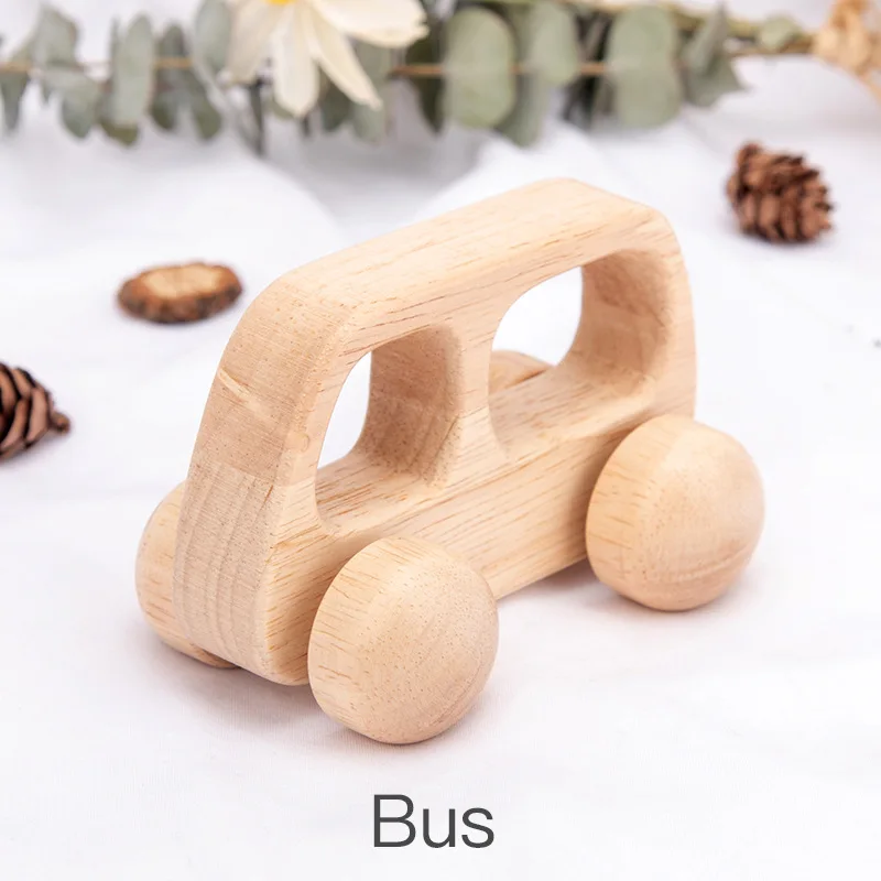 1PC Baby Toy Beech Wood Blocks Cartoon Car Educational Montessori Toys Children Teething Play Gym Baby Birthday Gift Products