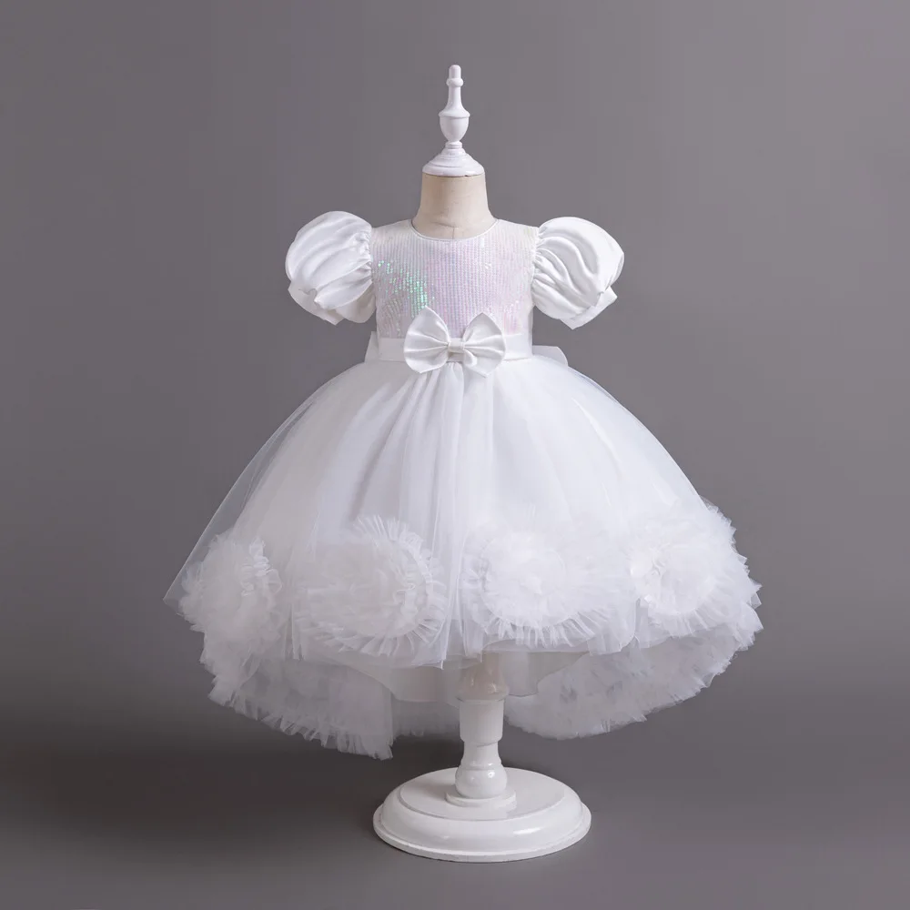 Toddler Baby Sequin Tulle Tutu Puffy Elegant Kids Birthday Party Trail Gown Flower Girl Dress For Wedding 2