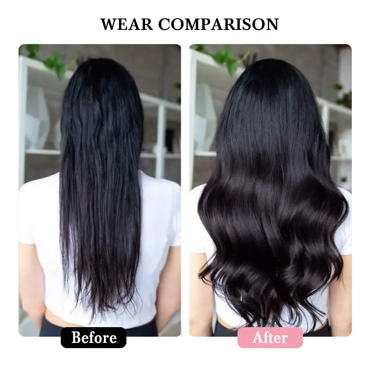 Extension per capelli lisci con clip in capelli umani, testa intera, colore nero naturale brasiliano_voghion.com