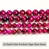 1A Dyed Color Fuchsia Tiger Eyes Stone Beads