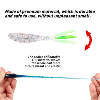 CHEERY 8cm 6pcs TPR Floating Soft Bait Plastic Carp Worm Fish Bait Root for Lead Head Hook River Fishing Fork Tail Soft Bait – Soft Lure – view 4