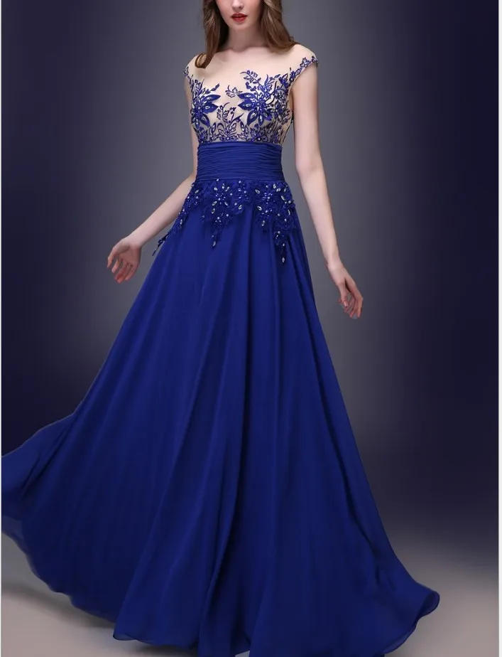 S1894f 2022 New High Quality Blue Floral Plus Size Evening Gown Dress ...