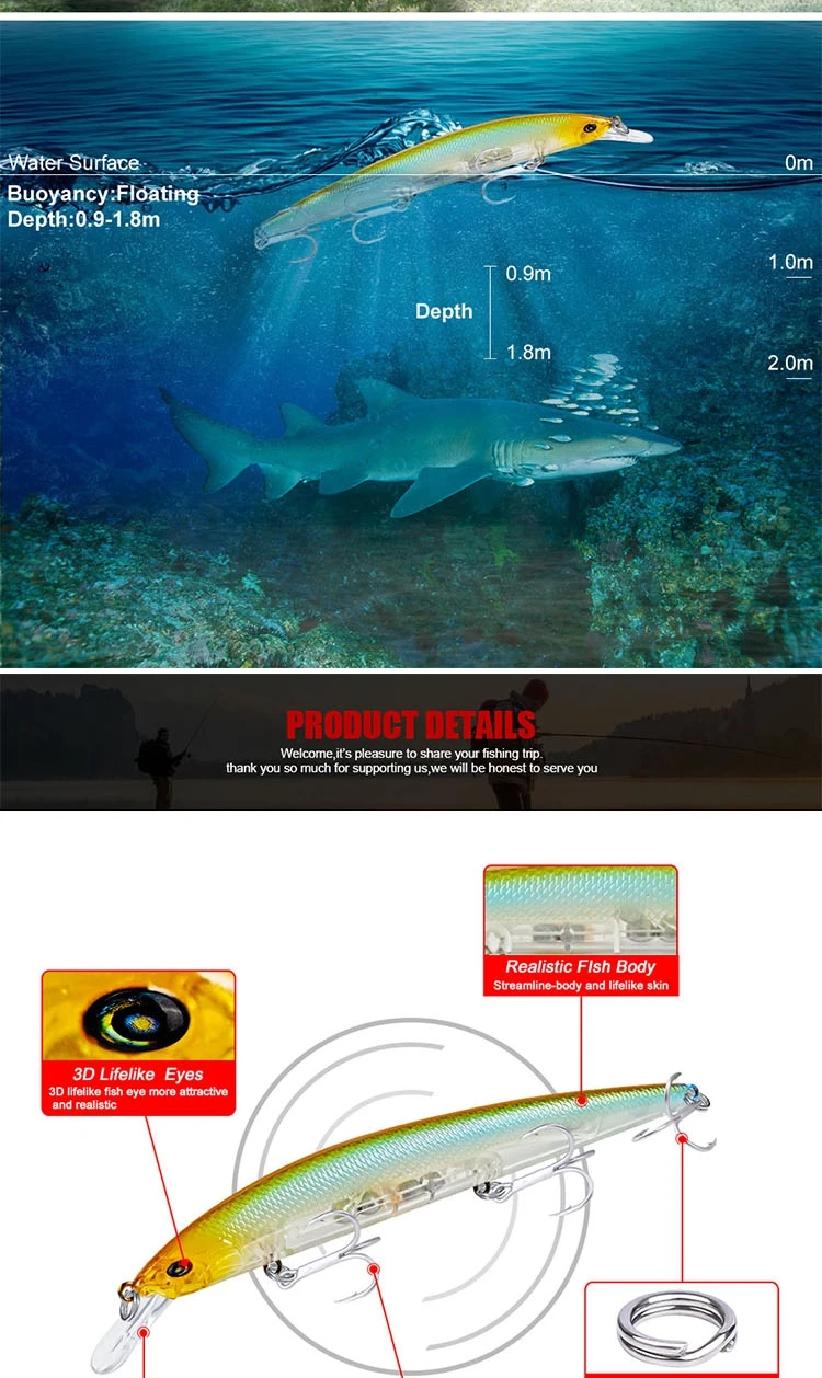 9g 115mm Wholesale Saltwater Floating Large Plastic Bait Molds Hard Floating Minnow Fishing