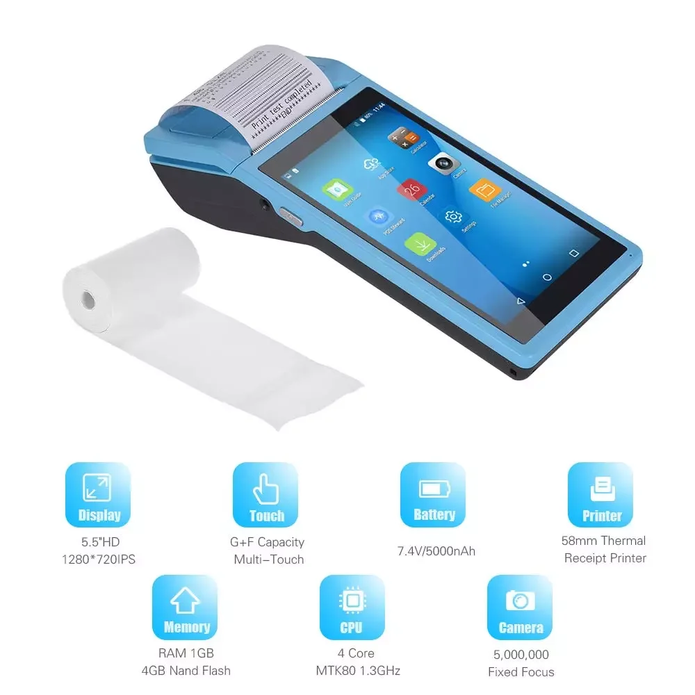 GOOJPRT Q2 Smart Mobile  All in One Pos Terminal With Printer Sim Card Wifi BT
