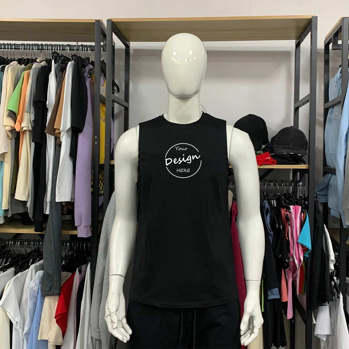 Men’s Plus Size Loose Fit Tank Top 95% Cotton 5% Spandex Sleeveless Knitted Vest Summer Sports Tank Top for Men