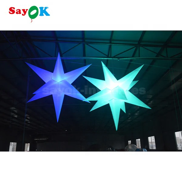Best Selling LED Light Color Changing Inflatable Star Model Party Decoration Inflatable Hanging Led Stars for Night Club