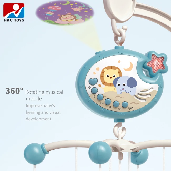 Soothing Rotate Hanging Bed Bell Toy Crib Projection Remote Control