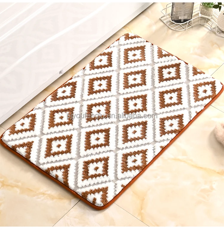 80g 100% Polyester Absorbent Cationic Jacquard 38D Memory Foam Rectangle 180g PVC Anti-slip Bottom Bath Room Rugs supplier