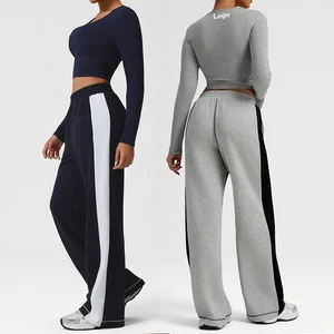 Women's Two Pieces Set Outfits Casual Active Wear Yoga Long Sleeves Slim Fit Tops Shirts Sweatpants Tracksuit