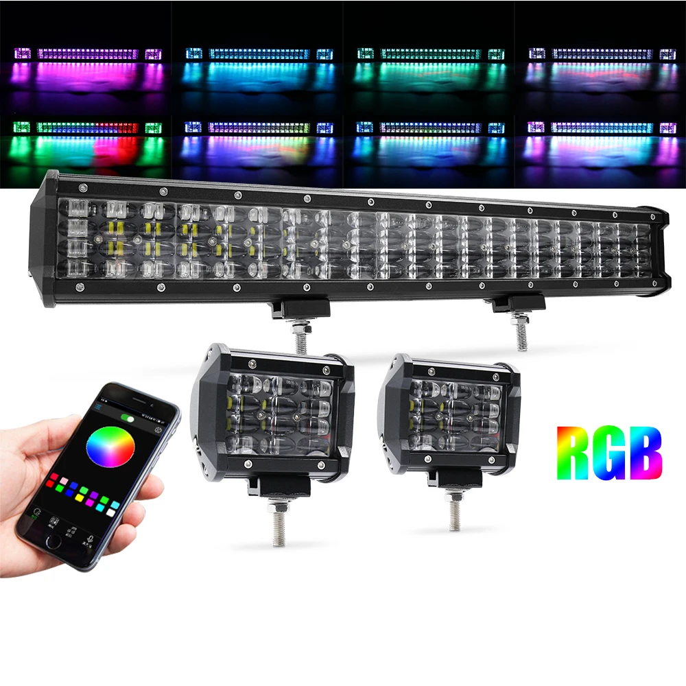 7D 5D Reflector RGB Chasing Spot 4x4 Rgb Halo Multi Color Led Light Bar Offroad