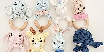 PeachTown Toy High Quality Custom 0-6 Months Baby Teether Ring Rattle Toy:products