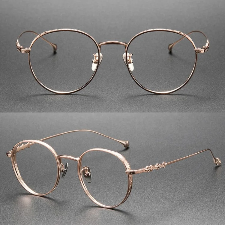Funky Titanium Spectacle Frames for Ladies Solid Pattern Eyewear Eyeglass Frames with Advance Oval Optical Glasses