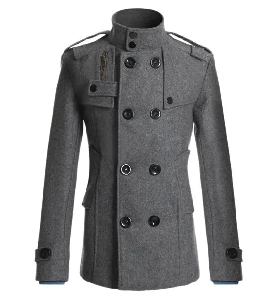 Men's winter warm lapel trench coat, double-breasted woolen jacket, windproof trench coat for men, stylish outerwear for cold weather