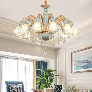 Zhongshan European Style Luxury Atmospheric Design European Art Classic Crystal Ceramic Chandelier