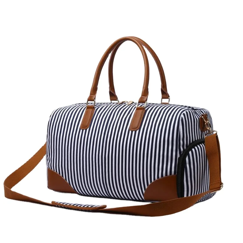 Casual simple striped handbag large-capacity travel bag shoulder messenger luggage bag women's convenient travel handbag