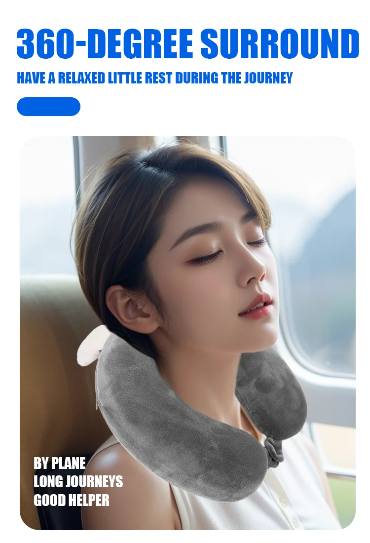 Memory Foam U-Shaped Pillow Portable Travel Neck Support Sleeping Pillow Comfortable Neck Cushion Airplane Journey Essential