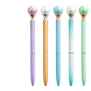 In-Stock Pearl Queen's Scepter Metal Ballpoint Pen Korean Style Sports Advertising Pen with Logo Printing