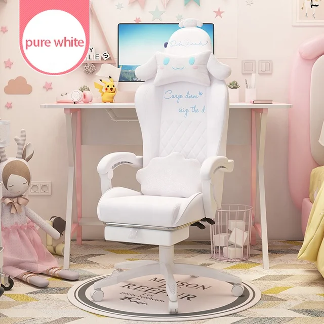 Leisure Gaming Chair Cute Pink Reclinable Chair Student Racing Chair with  Anime Patterns