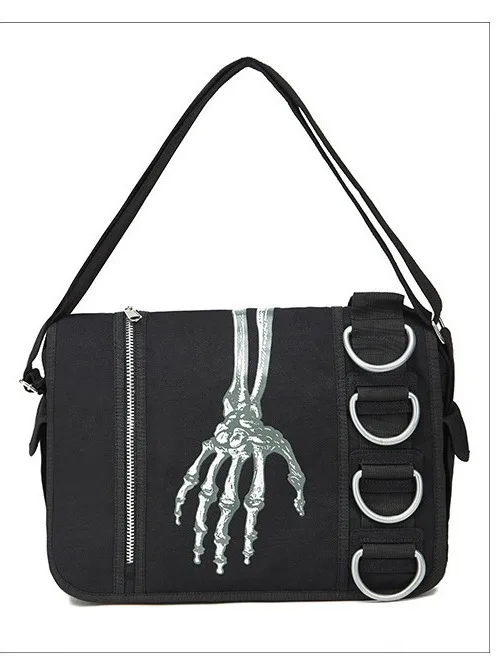 Gothic Grunge Backpack Y2k Fashion Skull Backpack Hooded display picture 3