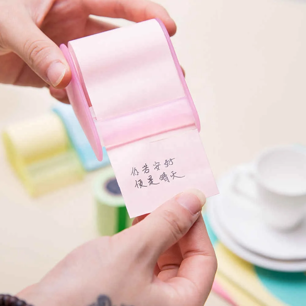 1 PC Tape Dispenser Formula Fluorescent Paper Sticker Memo Pad Sticky Notes Korea Stationery Can Tear Memo Pad