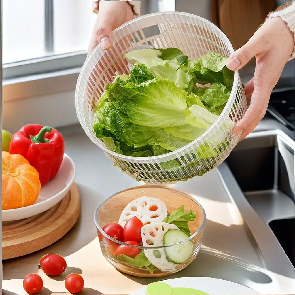 Кухонная корзина для слива 360 градусов ручная многофункциональная сушилка салата с 2 лезвиями овощерезка