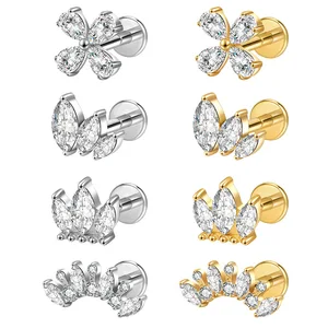 Titanium Alloy Children's Gift Body Jewelry Wedding Cross-Border Hot Zircon Windmill Tongue Nail Lip G23 Puncture Fashion