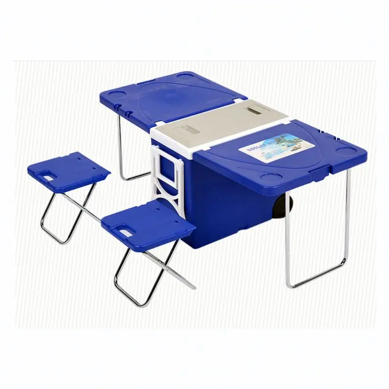 cooler box with table and chairs