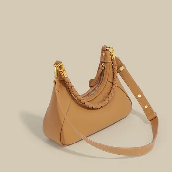 Half Moon Underarm Bag for Women 2025 New Style Cowhide Bag with High-end Texture and Niche Crossbody Bag