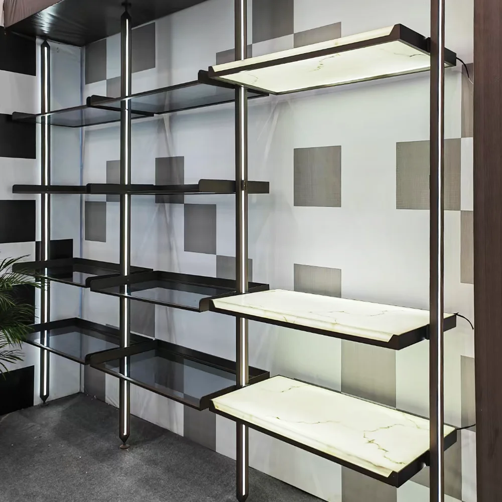 Indoor Ceiling Mount Modular Cabinet End Bracket  Aluminium Profile Pole System Walk in Closet Wardrobe With Led Light