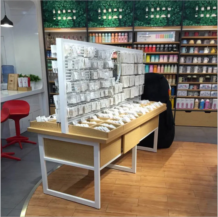 Ready Made Display Shelf MDF Mobile Phone Accessories  Mdf Panel Toy Snacks Slatwall Display Wooden Display Rack for Store