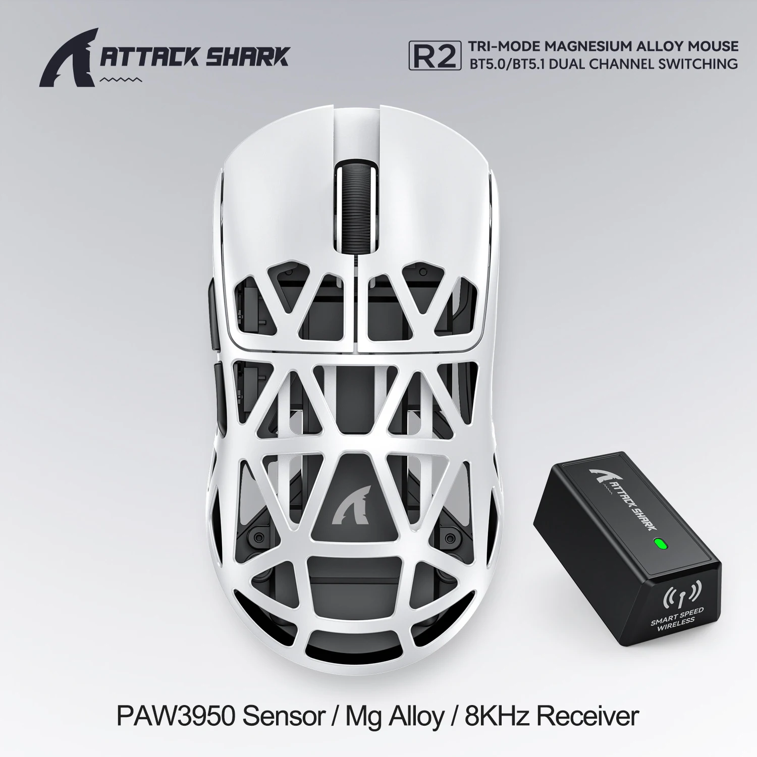 Attack Shark R2 Magnesium Alloy 8K PAW3950 Sensor Gaming Mouse
