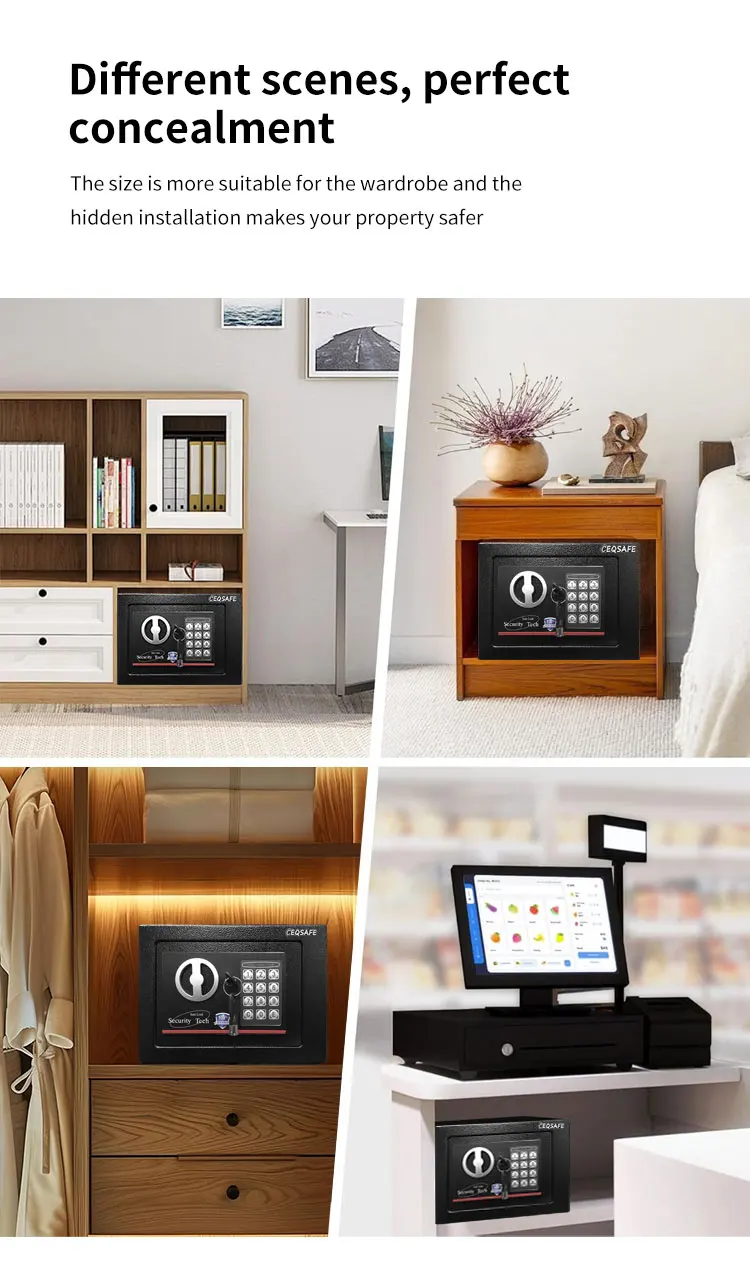 CEQSAFE Safe Box Small Security Key Hidden Cash Safety Deposit Box Portable Electronic Mini Safe Box supplier