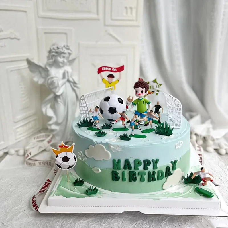 DAMAI Soccer Cake Topper Decorations Soccer Ball Player Cake Decorations for Soccer Football Theme Birthday Sport Party Supplies
